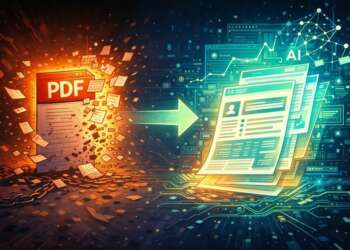 Ilustración sobre el fin del PDF y la transición hacia documentos digitales impulsados por inteligencia artificial